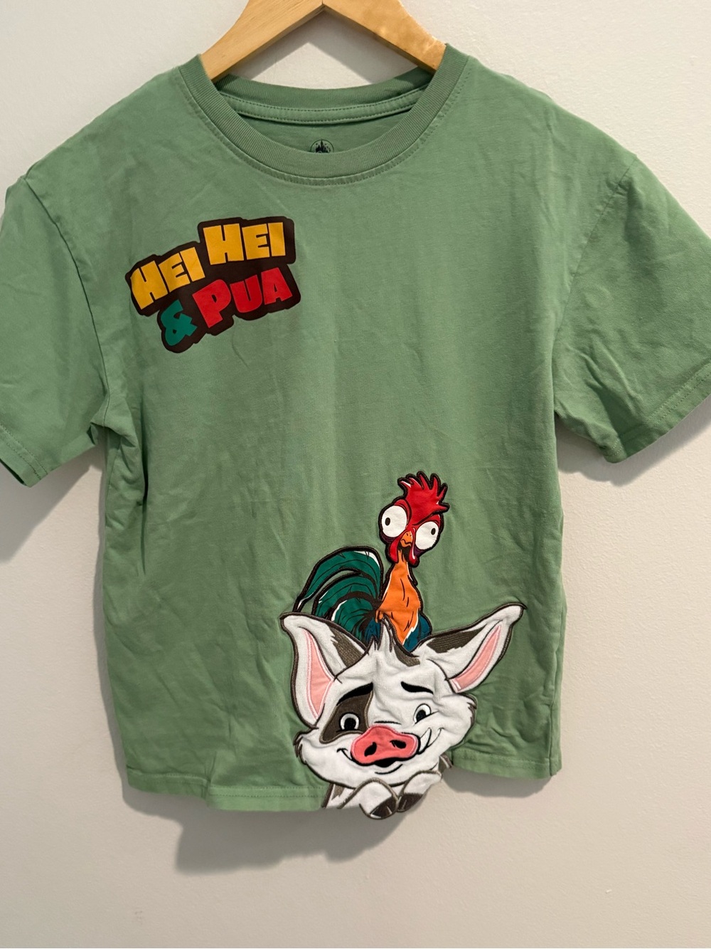 Disney Parks Hei Hei & Pua Moana Youth XL 13/14 Green Graphic Tee Shirt WDW